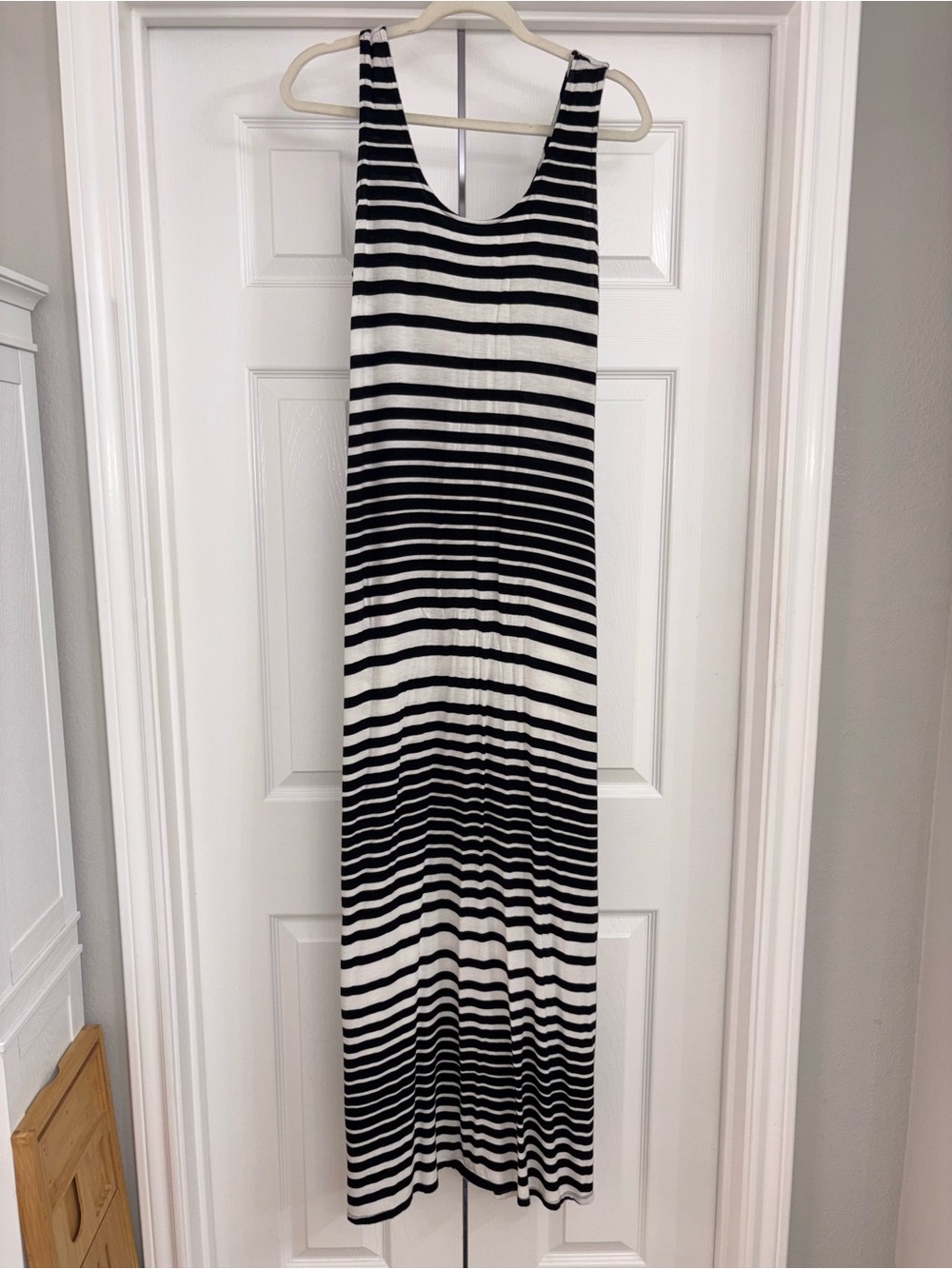Merona Black and White Striped Sleeveless Maxi Dress